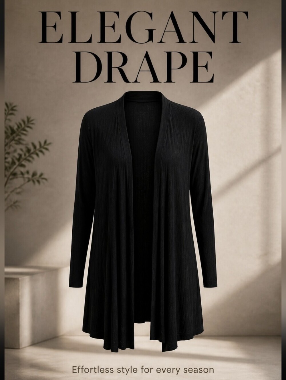 Splash Elegant Black Long Sleeve Cardigan Size Medium